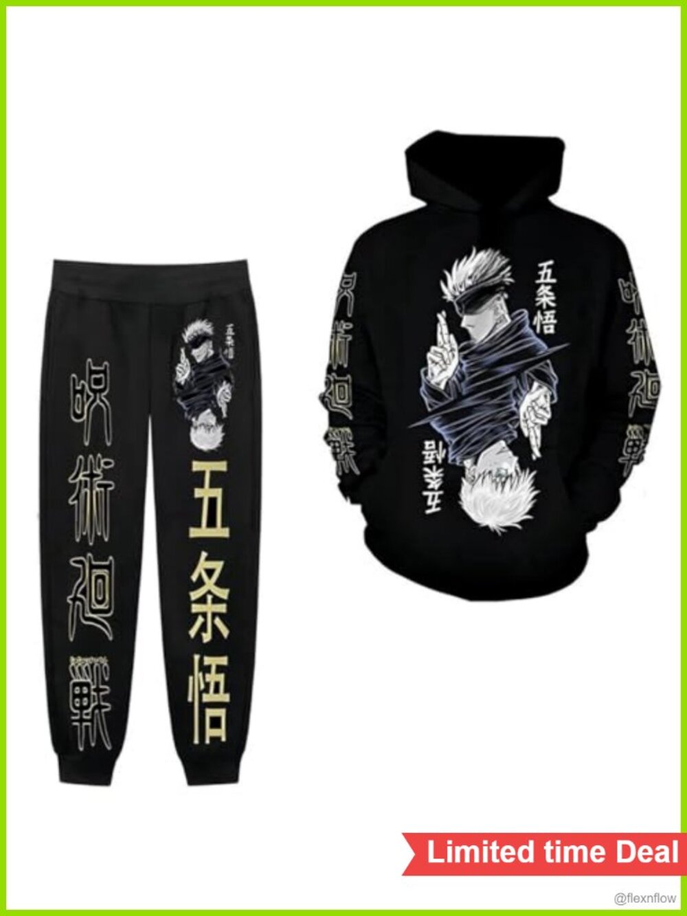 Unisex Jujutsu Kaisen Cosplay Hoodie and Sweatpants 2 Piece Set Halloween